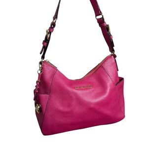 Michael Kors Leather Hot Pink Hobo Shoulder Bag